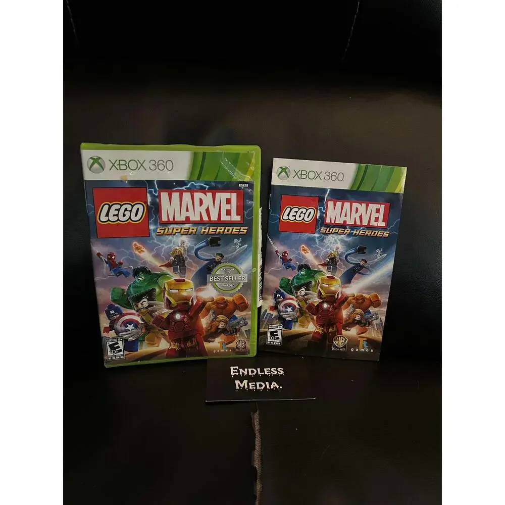 LEGO Marvel Super Heroes Microsoft Xbox 360 Box and Manual Video Game